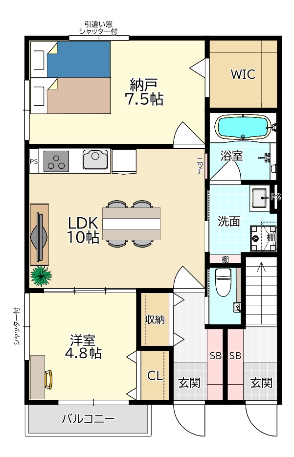 103号　53.82㎡（家具あり）西側　1SLDK.jpg